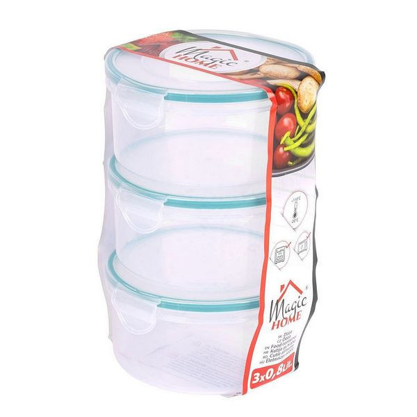 Dóza kulatá MagicHome Clip Lunchbox R808, 800ml, 3ks