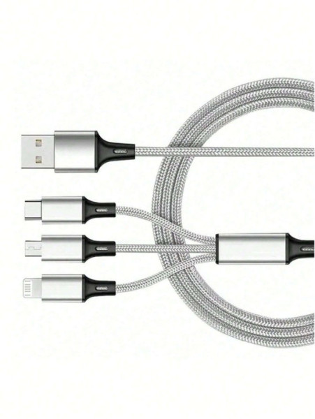 Kabel nabíjecí univerzální 3 v 1, 2 A, 1,2 m, nylonový opletený