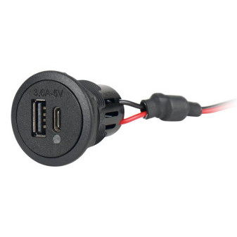 Nabíjecí zásuvka USB-C/A dvojitá 12-24V, výstup 5V DC 3,6A