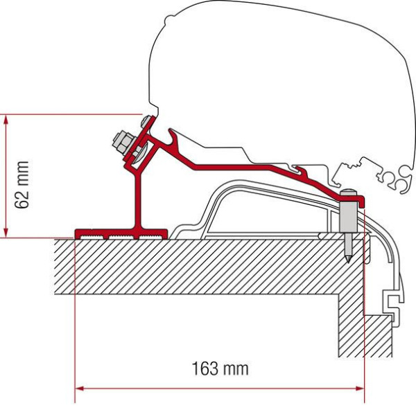 Adaptér Hobby Premium & Ontour na uchycení markýzy Fiamma F65 a F80 na střechu karavanu (2012-)