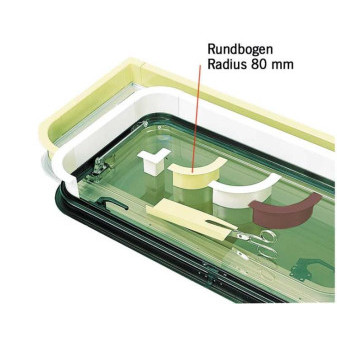 Ochranný vnitřní rám okna roh radius 80 mm světle šedá