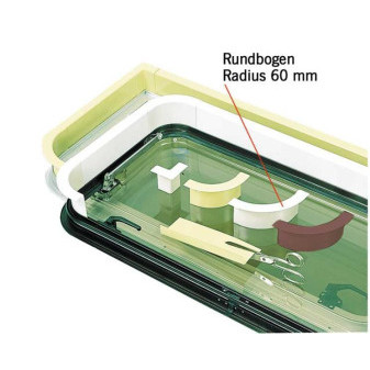 Ochranný vnitřní rám okna roh radius 60 mm světle šedá