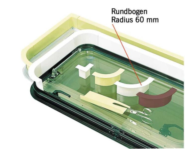 Ochranný vnitřní rám okna roh radius 60 mm světle šedá