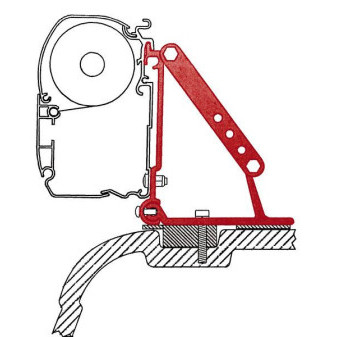 Adaptér na uchycení markýzy Fiamma F45 a F35pro na stěnu VW T5/T6 bez střešní kolejnice