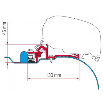 Adaptér na uchycení markýzy Fiamma F65 a F80S na střechu Iveco Daily L2/L3/H2 (2006-2014)