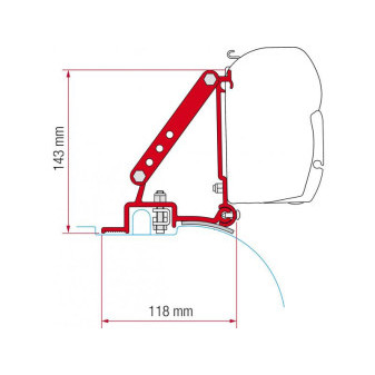 Adaptér pro uchycení markýzy Fiamma F45S a F70 na stěnu Citroën Jumper/Fiat Ducato/Peugeot Boxer L2/L3/L4/H2 (2006-)