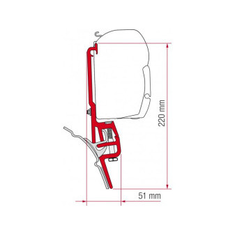 Adaptér na uchycení markýzy Fiamma F45S a F35 na stěnu VW T4 L1/L2/H1 s okapovou listinou Brandrup/Reimo