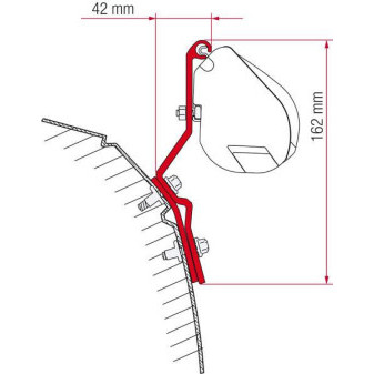 Adaptér na uchycení markýzy Fiamma F35pro na stěnu Volkswagen T4 bez/se zvedací střechou