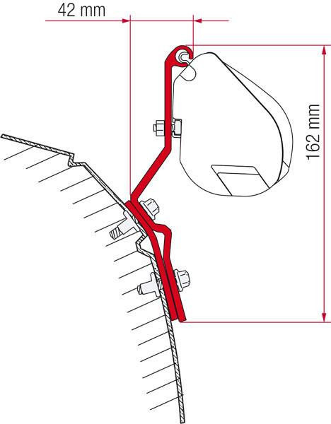 Adaptér na uchycení markýzy Fiamma F35pro na stěnu Volkswagen T4 bez/se zvedací střechou
