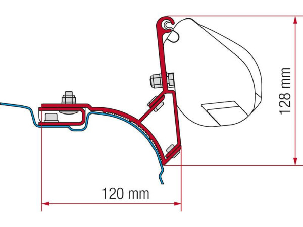 Adaptér Fiamma F35 pro VW T5/T6 Transporter Multivan, bez C-profilu, pravostranné řízení