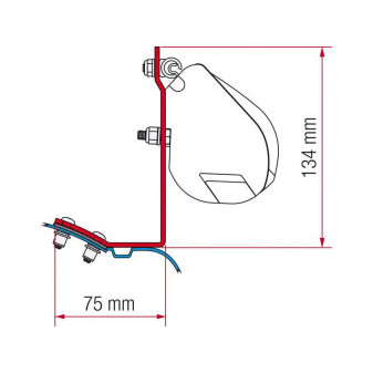 Adaptér na uchycení markýzy Fiamma F35pro delky 220 cm na stěnu Mercedes Vito/Marco Polo L1/H1 (1996-2003) černý