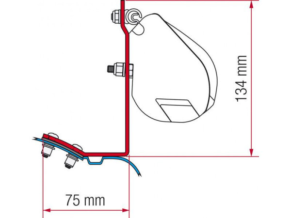 Adaptér na uchycení markýzy Fiamma F35pro delky 220 cm na stěnu Mercedes Vito/Marco Polo L1/H1 (1996-2003) černý