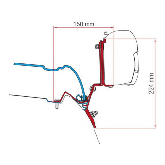 Adaptér na uchycení markýzy Fiamma F45S délky 260 cm a F35pro délky 270 cm na stěnu Mercedes V-Class Marco Polo L2/H1 (2014-)