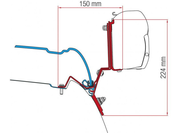 Adaptér na uchycení markýzy Fiamma F45S délky 260 cm a F35pro délky 270 cm na stěnu Mercedes V-Class Marco Polo L2/H1 (2014-)