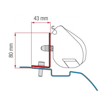 Adaptér na uchycení markýzy Fiamma F35pro delky 220 cm na stěnu Nissan NV200 L1/H1 (2009-) černý