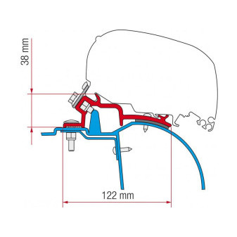 Adaptér na uchycení markýzy Fiamma F65S a F80S na střechu Renault Master/Opel Movano/Nissan Interstar L2/L3/H2 (1997-2011)
