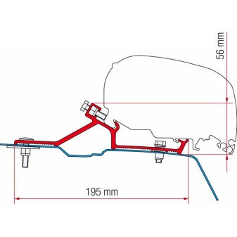 Adaptér na uchycení markýzy Fiamma F65S a F80S na střechu Renault Master/Opel Movano/Nissan NV400 L2/L3/H2 (2010-2021)