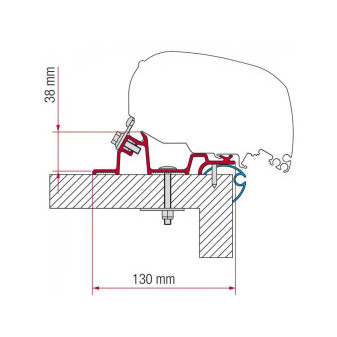 Adaptér Caravan Standard na uchycení markýzy Fiamma F65 na střechu karavanu