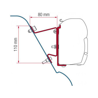 Adaptér na uchycení markýzy Fiamma F45S na stěnu Mercedes Sprinter/VW Crafter H3 Westfalia (2006-2016)