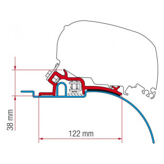 Nízký adaptér na uchycení markýzy Fiamma F65 a F80 na střechu Citroën Jumper/Fiat Ducato/Peugeot Boxer X230/X244 L2/L3/H2 (1994-2006)