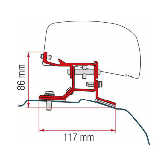 Adaptér na uchycení markýzy Fiamma F40 Van na střechu Ford Transit Custom L1/H1 (2012-) černý