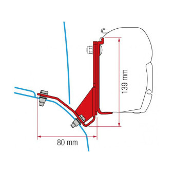 Adaptér na uchycení markýzy Fiamma F45S na stěnu Fiat Ducato/Citroën Jumper/Peugeot Boxer/Hymercar Pössl L2/L3/L4/H2 (2006-) se zvedací střechou