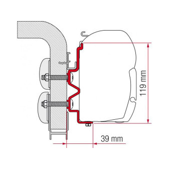 Adaptér na uchycení markýzy Fiamma F45 a F70 delky 400 cm na stěnu Hobby/Hymer Camp