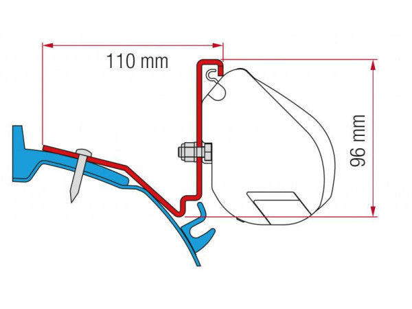 Adaptér na uchycení markýzy Fiamma F35pro delky 250 cm na stěnu Dreamer Cap Land/Cap Fun L2/H1 (2015-2018) černý