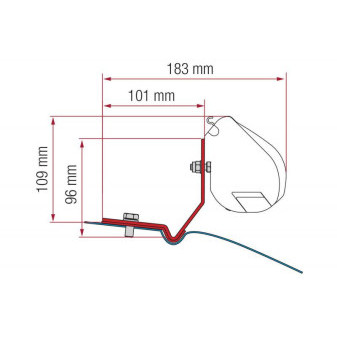 Adaptér na uchycení markýzy Fiamma F35pro na stěnu Volkswagen Caddy Maxi (2016-2020) bez zvedací střechy černý