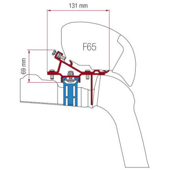 Adaptér na uchycení markýzy Fiamma F65S do délky 320 cm na střechu se střešní kolejnicí VW Crafter/Man TGE L3/L4/H3 (2017-)