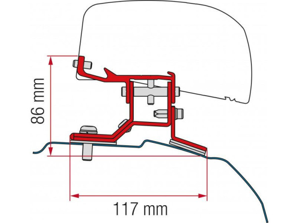 Adaptér na uchycení markýzy Fiamma F40 Van na střechu Ford Transit Custom L1/H1 RHD (2012-) černý