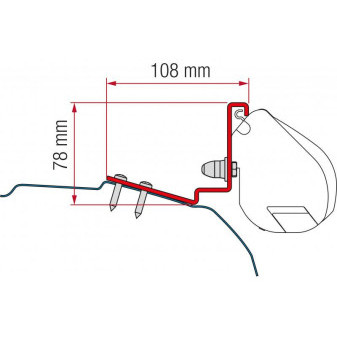 Adaptér na uchycení markýzy Fiamma F35pro delky 220 cm a 250 cm na stěnu Dreamer Cap Coast L1/H1 (2018-)/Cap Land/Cap Life L2/H1 (2019-)