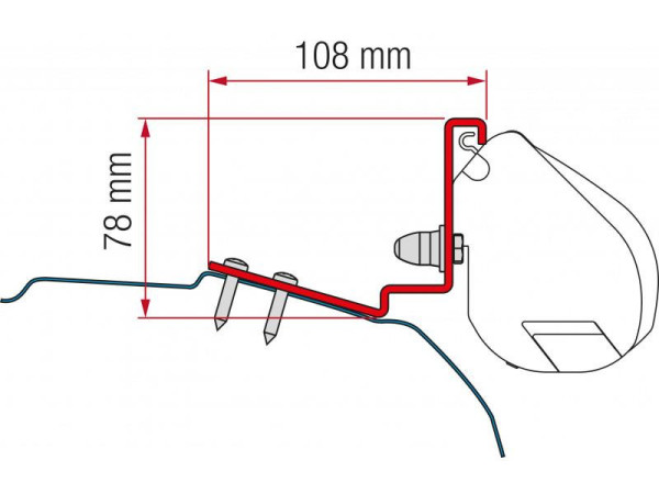 Adaptér na uchycení markýzy Fiamma F35pro delky 220 cm a 250 cm na stěnu Dreamer Cap Coast L1/H1 (2018-)/Cap Land/Cap Life L2/H1 (2019-)