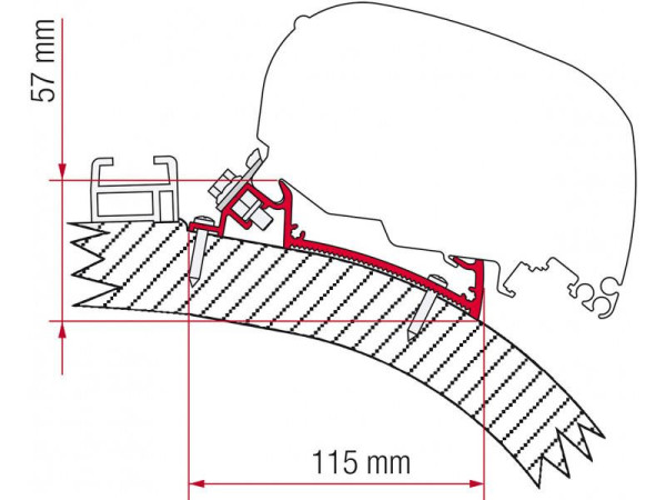 Adaptér na uchycení markýzy Fiamma F65 a F80 delky 490 cm na střechu Carthago Chic