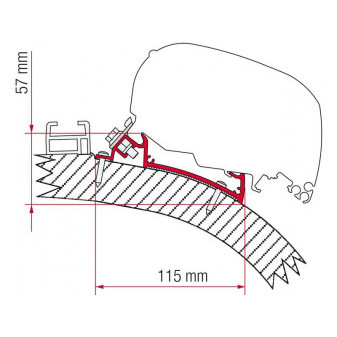 Adaptér na uchycení markýzy Fiamma F65 a F80 delky 490 cm na střechu Carthago Chic