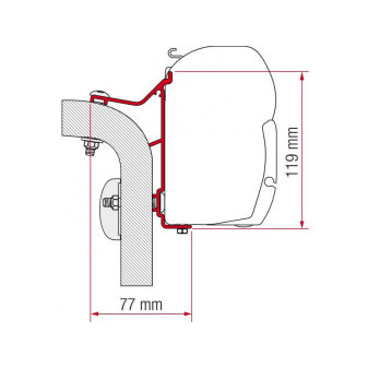 Adaptér na uchycení markýzy Fiamma F45 a F70 delky 400 cm na stěnu Hymer Van/B2