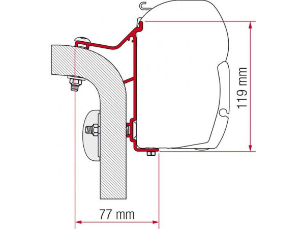 Adaptér na uchycení markýzy Fiamma F45 a F70 delky 400 cm na stěnu Hymer Van/B2