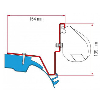 Adaptér na uchycení markýzy Fiamma F35pro delky 250 cm na stěnu Mercedes Vito Westfalia Jules Verne L2/H1 (2014-) černý