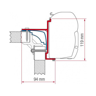 Adaptér na uchycení markýzy Fiamma F45 a F70 do délky 400 cm na stěnu Laika Ecovip/Bürstner/Hobby