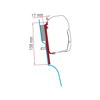 Adaptér na uchycení markýzy Fiamma F45 na stěnu Ford Transit Custom Nugget L2/H2 Westfalia (2015-)