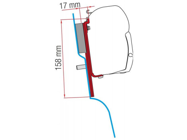 Adaptér na uchycení markýzy Fiamma F45 na stěnu Ford Transit Custom Nugget L2/H2 Westfalia (2015-)