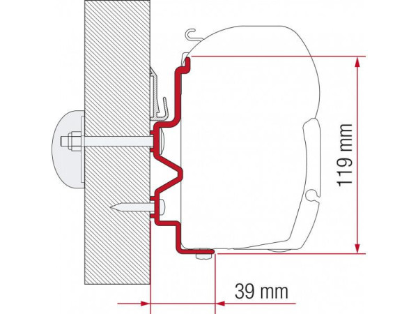 Adaptér na uchycení markýzy Fiamma F45 delky 350 cm na stěnu Rapido Serie 9/10 (2011-)