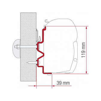 Adaptér na uchycení markýzy Fiamma F45 delky 450 cm na stěnu Rapido Serie 9/10 (2011-)