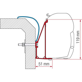 Adaptér na uchycení markýzy Fiamma F45 a F70 délka 400 cm na stěnu Rapido Serie 6