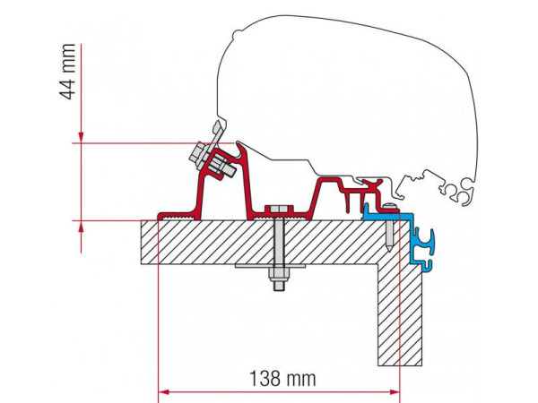 Adaptér Hobby Excellent per uchycení markýzy Fiamma F65 na střechu karavanu