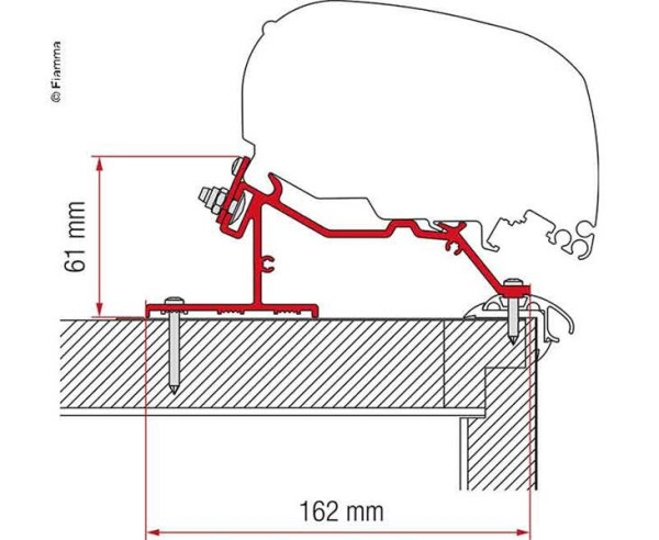 Adaptér Caravan pro uchycení markýzy Fiamma F65S/L a F80 delky 500 cm na střechu karavanu