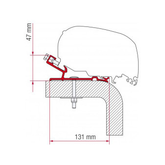 Adaptér na uchycení markýzy Fiamma F65 a F80S delky 490 cm na střechu Hymer