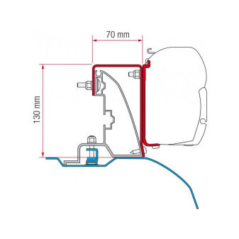 Adaptér pro uchycení markýzy Fiamma F45 a F70 na střešní ližinu Citroën Jumper/Fiat Ducato/Peugeot Boxer L2/L3/H2 (2006-)