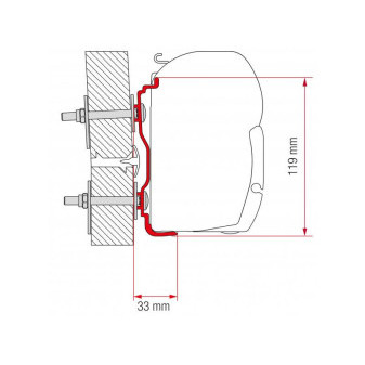 Adaptér na uchycení markýzy Fiamma F45 a F70 delky 300 cm na stěnu Hymer (2016-)