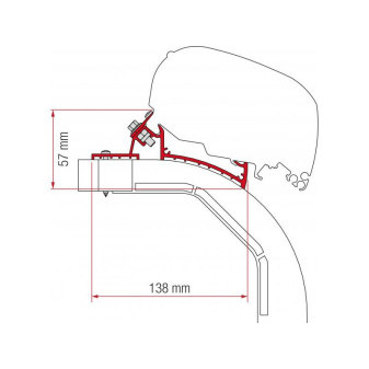 Adaptér na uchycení markýzy Fiamma F65 a F80 na střechu Arca Mobilvetta K-Yacht